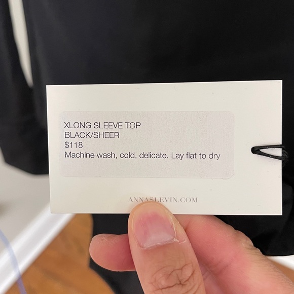 XLONG SLEEVE TOP IN BLACK//SHEER - Picture 3 of 6